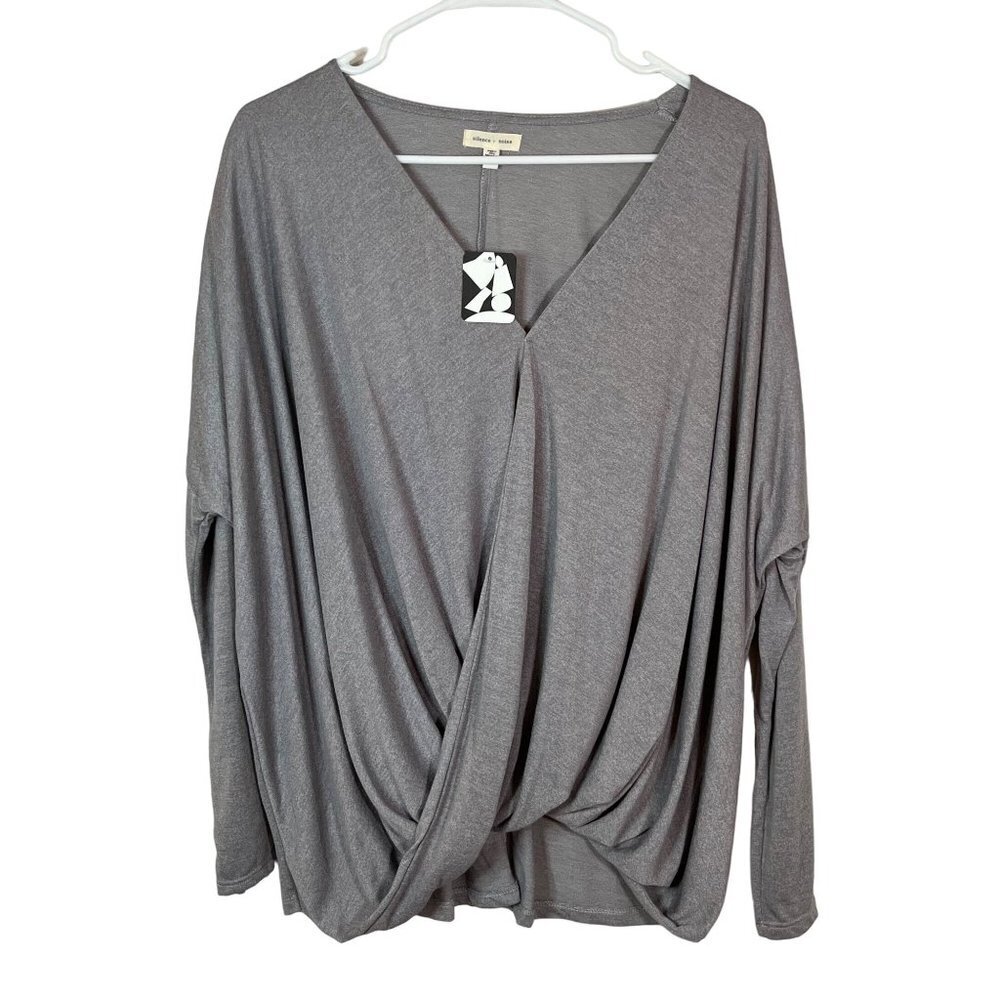Urban Outfitters Silence + Noise‎ Faux Wrap Gray Draped Blouse Size Small NWT